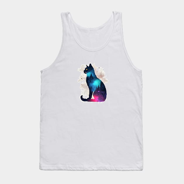 Minimilastic design of a black cat Tank Top by Choulous79